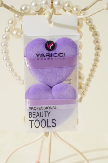 İkili Kalp Tasarımlı Makyaj Süngeri Seti Lila - Makyaj Aksesuarları