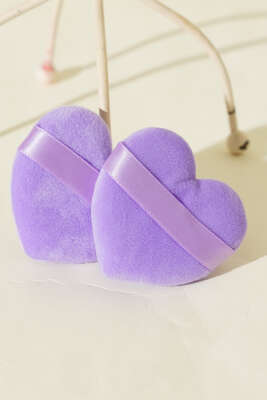 İkili Kalp Tasarımlı Makyaj Süngeri Seti Lila - Makyaj Aksesuarları