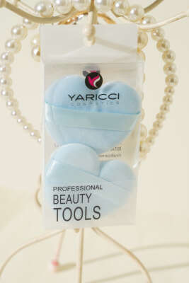 İkili Kalp Tasarımlı Makyaj Süngeri Seti Mavi - Makyaj Aksesuarları