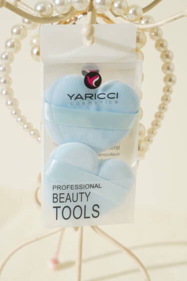 İkili Kalp Tasarımlı Makyaj Süngeri Seti Mavi - Makyaj Aksesuarları