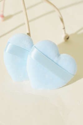 İkili Kalp Tasarımlı Makyaj Süngeri Seti Mavi - Makyaj Aksesuarları