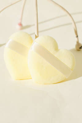 İkili Kalp Tasarımlı Makyaj Süngeri Seti Sarı - Makyaj Aksesuarları