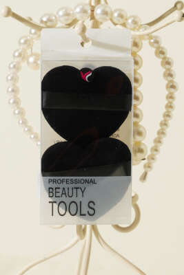 İkili Kalp Tasarımlı Makyaj Süngeri Seti Siyah - Makyaj Aksesuarları