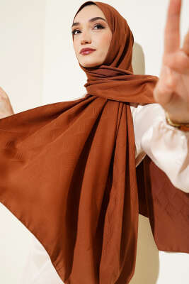 İllüzyon Desen Jakar Şal Kahve -92 