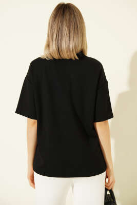 I'm Good in Work Nakışlı T-shirt Siyah - Kadın Giyim Modelleri