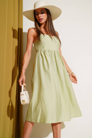 İnce Askılı Gipeli Elbise Su Yeşili - Kadın Giyim Modelleri