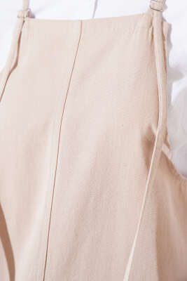 İnce Askılı Jile Elbise Bej - Tesettür Elbise