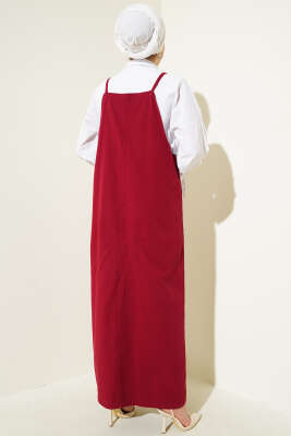 İnce Askılı Jile Elbise Bordo - Tesettür Elbise