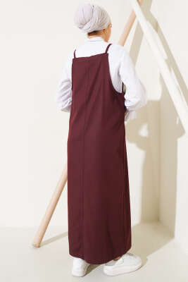 İnce Askılı Jile Elbise Kestane - Tesettür Elbise