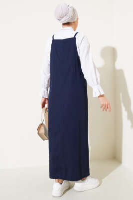 İnce Askılı Jile Elbise Lacivert - Tesettür Elbise