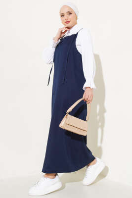 İnce Askılı Jile Elbise Lacivert 