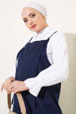 İnce Askılı Jile Elbise Lacivert - Tesettür Elbise