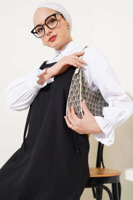 İnce Askılı Jile Elbise Siyah - Tesettür Elbise