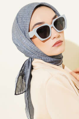 İnce Çizgi Desenli Demore Eşarp Antrasit - Başörtüsü