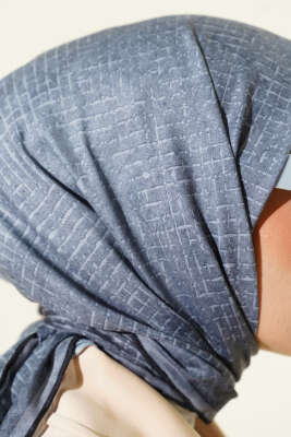 İnce Çizgi Desenli Demore Eşarp Antrasit - Başörtüsü