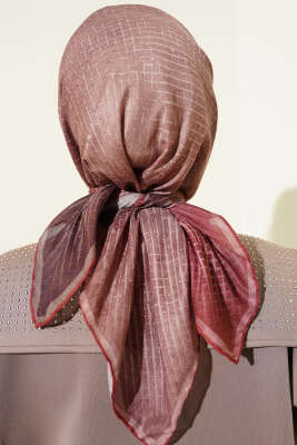 İnce Çizgi Desenli Demore Eşarp Kahve - Başörtüsü