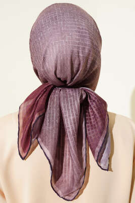 İnce Çizgi Desenli Demore Eşarp Soft Kahve - Başörtüsü