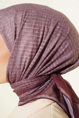 İnce Çizgi Desenli Demore Eşarp Soft Kahve - Yılın Fırsatı