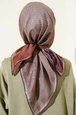 İnce Çizgi Desenli Demore Eşarp Vizon - Başörtüsü