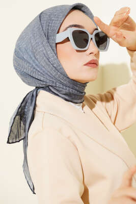 İnce Çizgi Desenli Eşarp Antrasit - VERTU (NYD TEKSTİL)