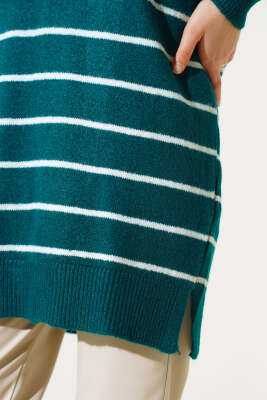 İnce Çizgili Yumoş Triko Tunik Nefti - Triko Tunik