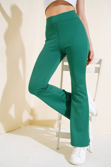 İnce Fitilli İspanyol Pantolon Yeşil - Pantolon