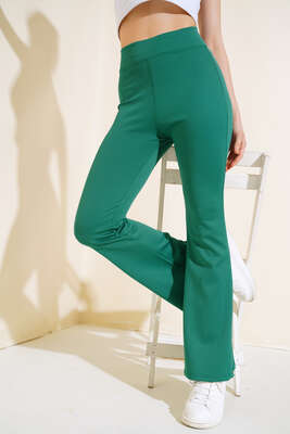 İnce Fitilli İspanyol Pantolon Yeşil - Thumbnail