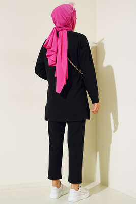 İnce Fitilli Salaş İkili Takım Siyah - İKİLİ TAKIM