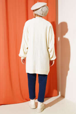 İnce Fitilli Yarasa Kol Triko Tunik Taş - Triko Tunik