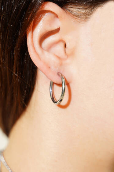 İnce Halka Küpe Gümüş - Küpe