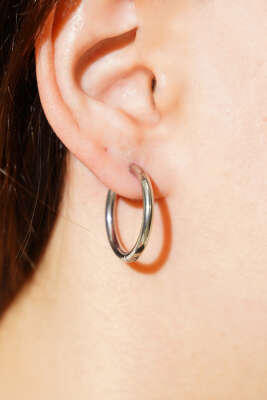 İnce Halka Küpe Gümüş - Küpe