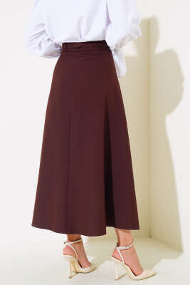 İnce Kemerli Etek Acı Kahve - Uzun Etek