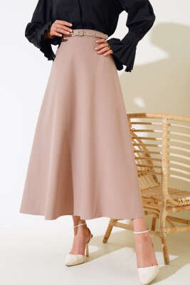 İnce Kemerli Etek Vizon - Uzun Etek