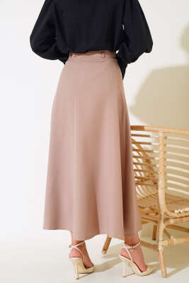 İnce Kemerli Etek Vizon - Uzun Etek