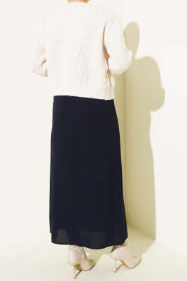 İnce Kemerli Kalem Etek Lacivert - Etek