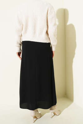 İnce Kemerli Kalem Etek Siyah - Etek