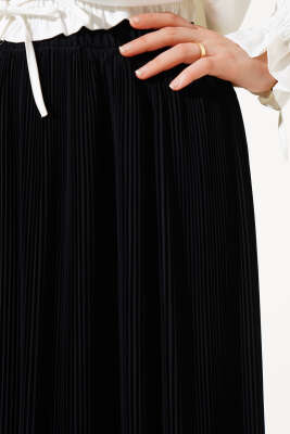 İnce Piliseli Tül Etek Siyah - Uzun Etek