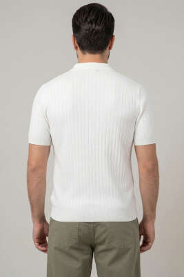 İnce Polo Yaka Merserize Erkek T-shirt Beyaz - Yılın Fırsatı