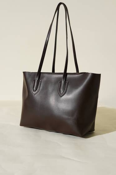 İnce Saplı Fermuarlı Çanta Acı Kahve - Kol Çantası