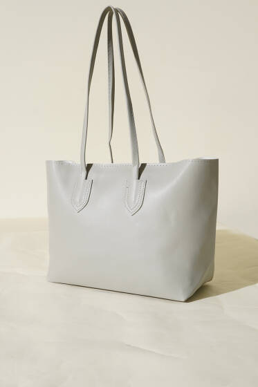 İnce Saplı Fermuarlı Çanta Gri - Kol Çantası