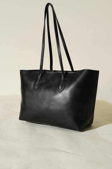 İnce Saplı Fermuarlı Çanta Siyah - Kol Çantası