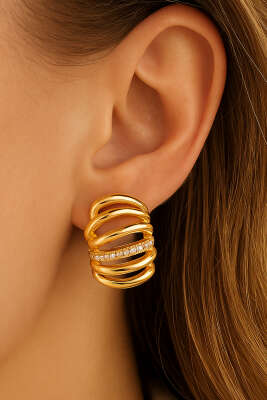 İnce Uzay Yolu Küpe Gold 