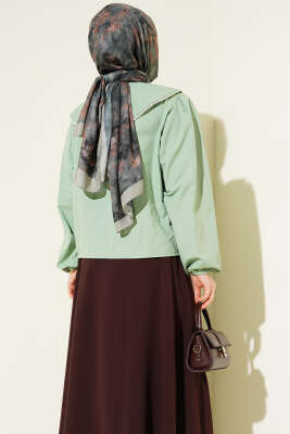 İnci Detaylı Denizci Yaka Kısa Gömlek Çağla Yeşili - Gömlek