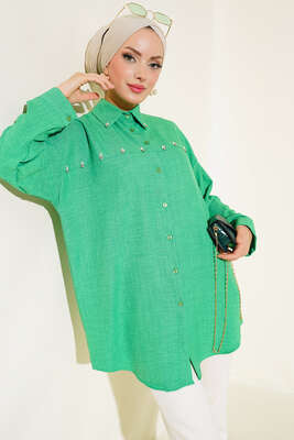 İnci Detaylı Salaş Gömlek Benetton - Thumbnail