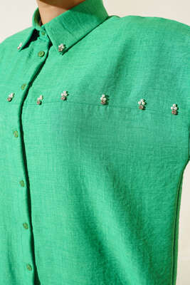 İnci Detaylı Salaş Gömlek Benetton - Thumbnail