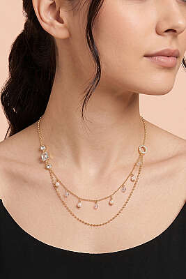 İnci Detaylı Taşlı Kolye Gold - YILMAZ BİJUTERİ 