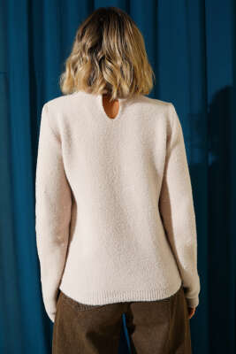 İnci Serpmeli Yumoş Kazak Bej - Kadın Giyim Modelleri