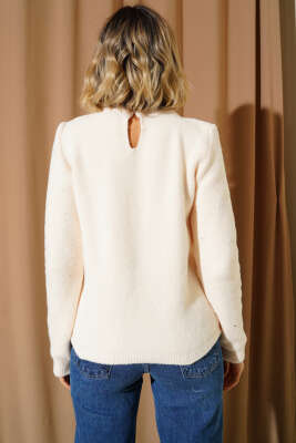 İnci Serpmeli Yumoş Kazak Krem - Kadın Giyim Modelleri