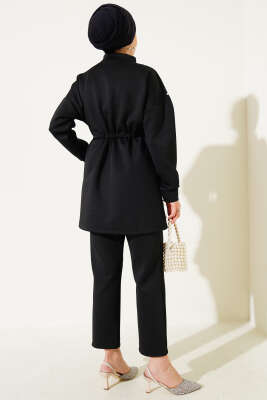 İnci Süslemeli Scuba İkili Takım Siyah - İkili Takım