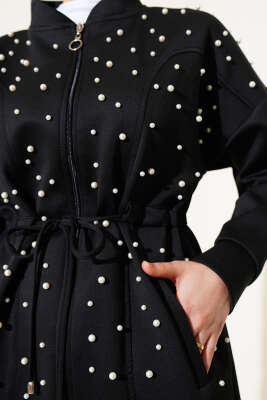 İnci Süslemeli Scuba İkili Takım Siyah - İkili Takım